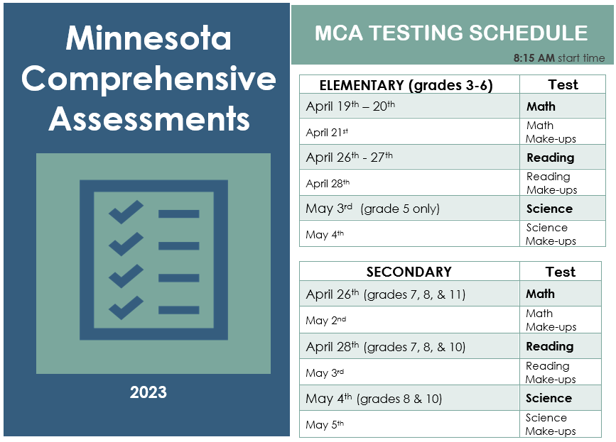 2023 MCA Testing Schedule